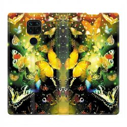 Housse Cuir Portefeuille Pour Xiaomi Redmi Note 9S / 9 Pro Papillon Jaune