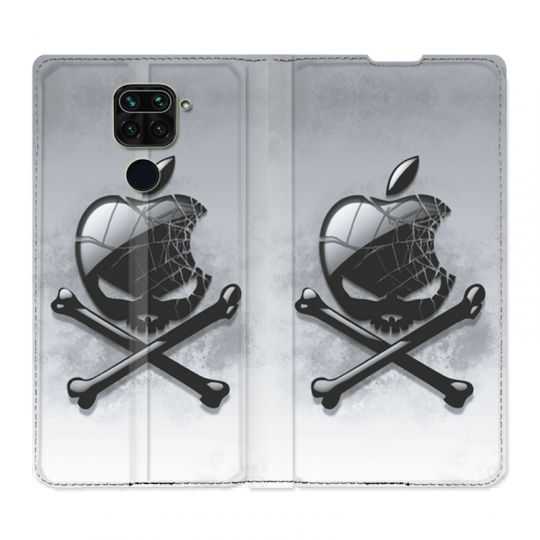 Housse Cuir Portefeuille Pour Xiaomi Redmi Note 9S / 9 Pro Pomme Tete Mort