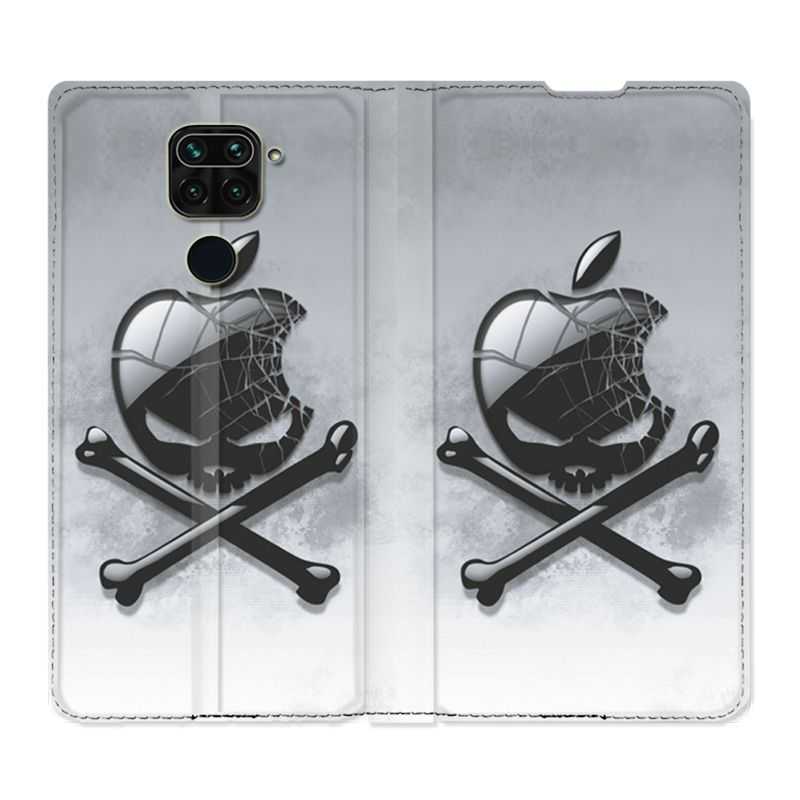 Housse Cuir Portefeuille Pour Xiaomi Redmi Note 9S / 9 Pro Pomme Tete Mort