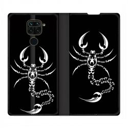 Housse Cuir Portefeuille Pour Xiaomi Redmi Note 9S / 9 Pro Scorpion Noir