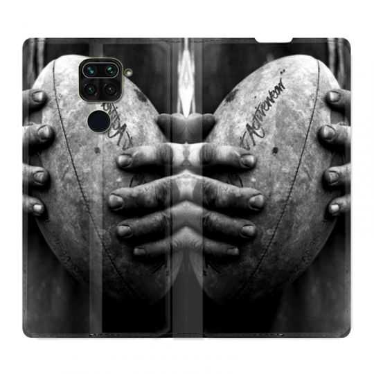 Housse Cuir Portefeuille Pour Xiaomi Redmi Note 9S / 9 Pro Rugby Ballon Vintage