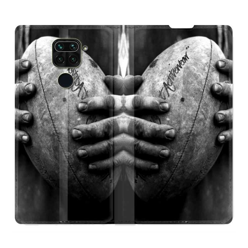 Housse Cuir Portefeuille Pour Xiaomi Redmi Note 9S / 9 Pro Rugby Ballon Vintage