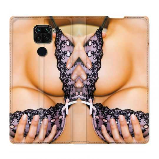 Housse Cuir Portefeuille Pour Xiaomi Redmi Note 9S / 9 Pro Sexy Boobs
