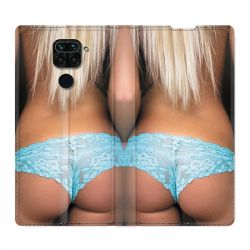 Housse Cuir Portefeuille Pour Xiaomi Redmi Note 9S / 9 Pro Sexy Tanga Bleu
