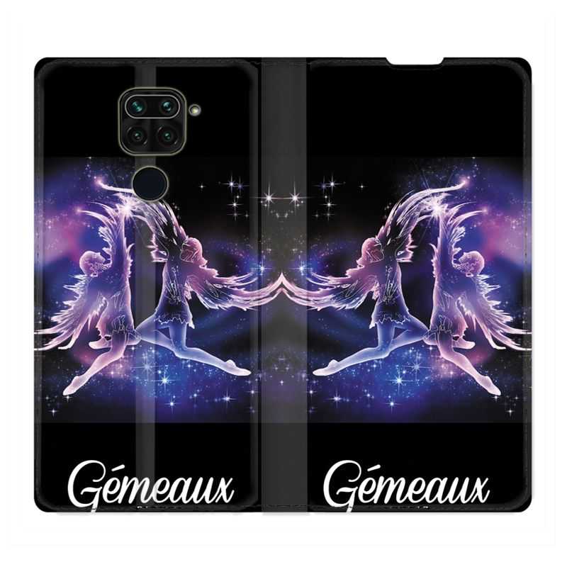 Housse Cuir Portefeuille Pour Xiaomi Redmi Note 9S / 9 Pro Signe Zodiaque 2 Gémeaux