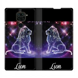 Housse Cuir Portefeuille Pour Xiaomi Redmi Note 9S / 9 Pro Signe Zodiaque 2 Lion