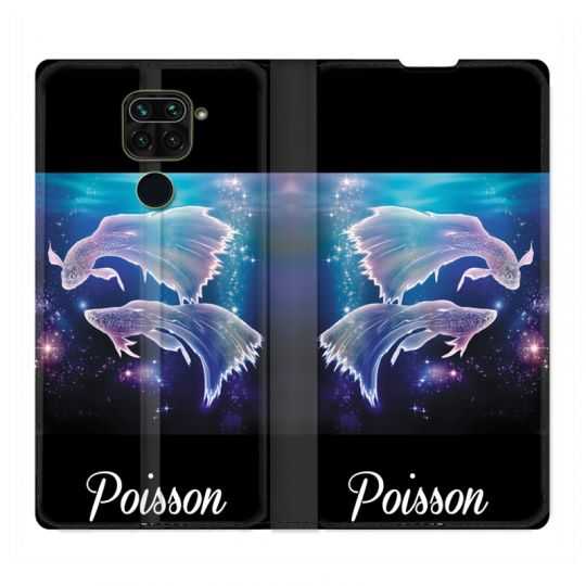 Housse Cuir Portefeuille Pour Xiaomi Redmi Note 9S / 9 Pro Signe Zodiaque 2 Poisson