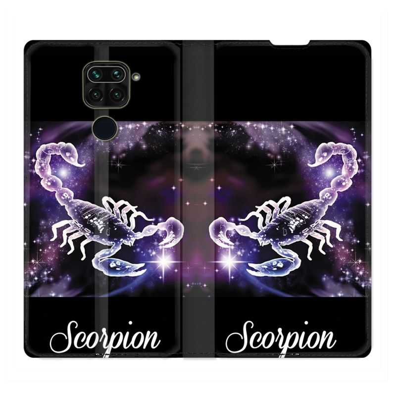 Housse Cuir Portefeuille Pour Xiaomi Redmi Note 9S / 9 Pro Signe Zodiaque 2 Scorpion