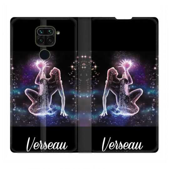 Housse Cuir Portefeuille Pour Xiaomi Redmi Note 9S / 9 Pro Signe Zodiaque 2 Verseau
