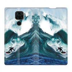 Housse Cuir Portefeuille Pour Xiaomi Redmi Note 9S / 9 Pro Surf Vague