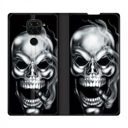 Housse Cuir Portefeuille Pour Xiaomi Redmi Note 9S / 9 Pro Tete de Mort Fume