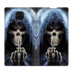 Housse Cuir Portefeuille Pour Xiaomi Redmi Note 9S / 9 Pro Tete de Mort Doigt