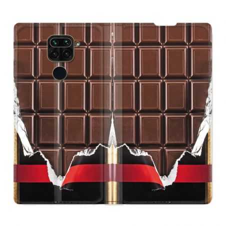 Housse Cuir Portefeuille Pour Xiaomi Redmi Note 9S / 9 Pro Trompe Oeil Chocolat