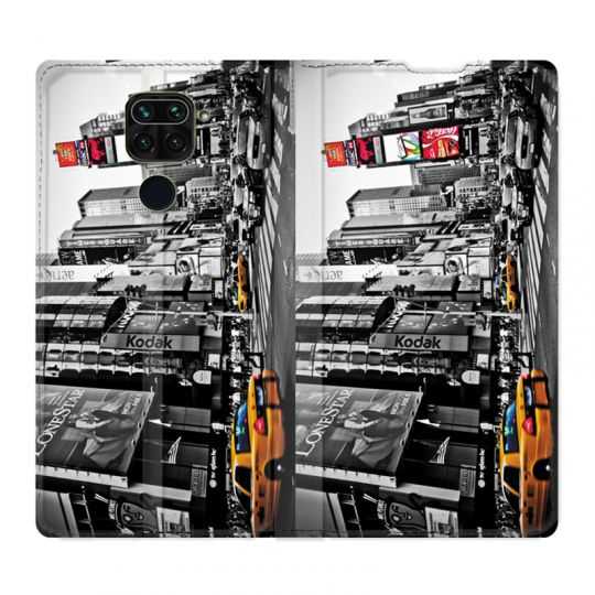 Housse Cuir Portefeuille Pour Xiaomi Redmi Note 9S / 9 Pro Amerique USA New York Taxi