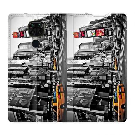Housse Cuir Portefeuille Pour Xiaomi Redmi Note 9S / 9 Pro Amerique USA New York Taxi