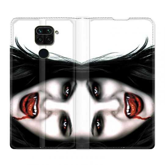 Housse Cuir Portefeuille Pour Xiaomi Redmi Note 9S / 9 Pro Vampire Blanc