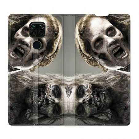 Housse Cuir Portefeuille Pour Xiaomi Redmi Note 9S / 9 Pro Zombie Blanc