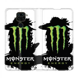 Housse Cuir Portefeuille Pour Xiaomi Redmi Note 9S / 9 Pro Monster Energy Tache