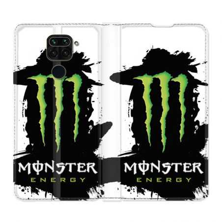 Housse Cuir Portefeuille Pour Xiaomi Redmi Note 9S / 9 Pro Monster Energy Tache