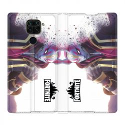 Housse Cuir Portefeuille Pour Xiaomi Redmi Note 9S / 9 Pro Fortnite Blanc