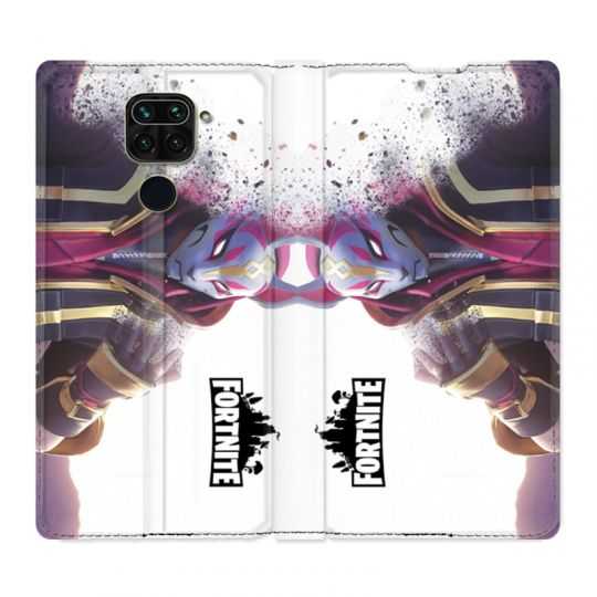 Housse Cuir Portefeuille Pour Xiaomi Redmi Note 9S / 9 Pro Fortnite Blanc