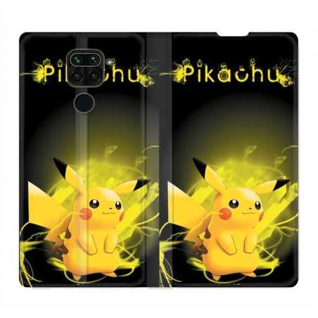 Housse Cuir Portefeuille Pour Xiaomi Redmi Note 9S / 9 Pro Pokemon Pikachu Eclair