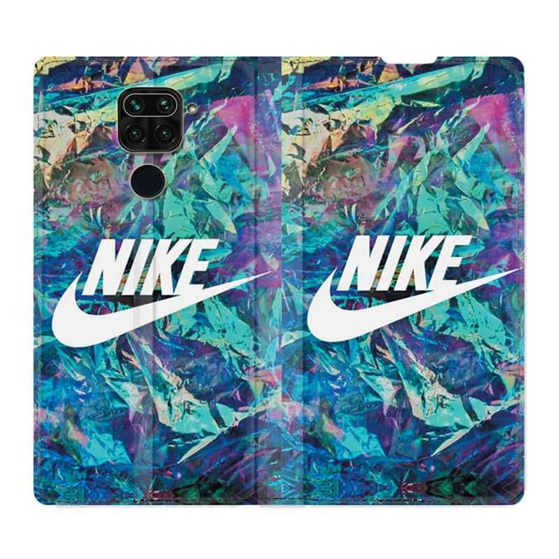 Housse Cuir Portefeuille Pour Xiaomi Redmi Note 9S / 9 Pro Nike Turquoise