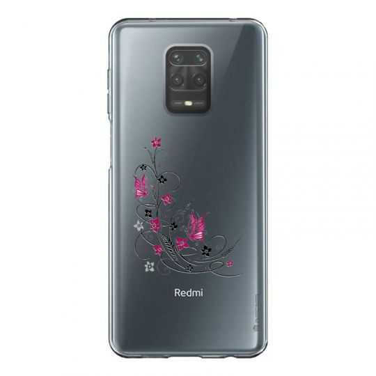 Coque Transparente Pour Xiaomi Redmi Note 9 Fleur Papillon Mixte