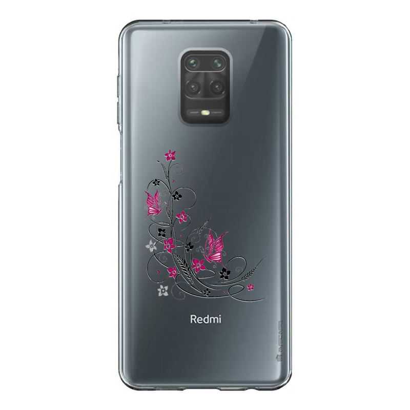 Coque Transparente Pour Xiaomi Redmi Note 9 Fleur Papillon Mixte