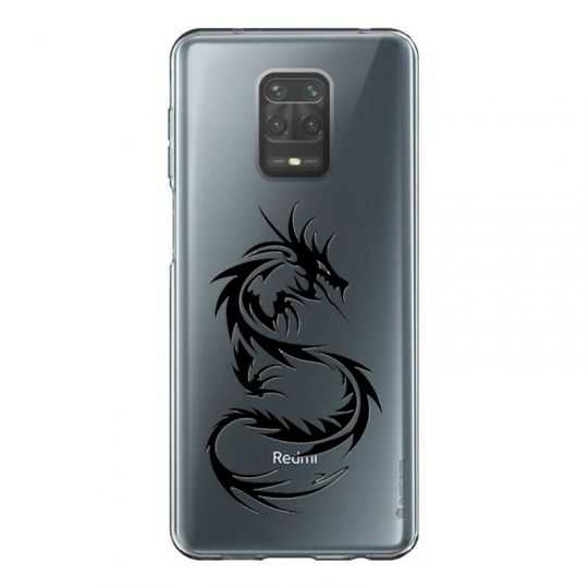 Coque Transparente Pour Xiaomi Redmi Note 9 Dragon Noir