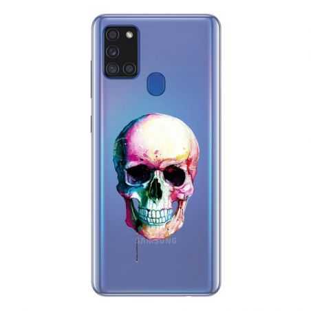 Coque Transparente Pour Samsung Galaxy A21S Skull Head Crane Colore