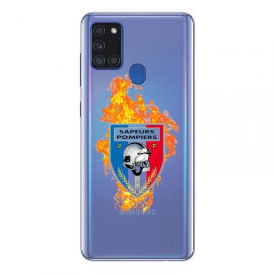 Coque Transparente Pour Samsung Galaxy A21S Pompier Feu