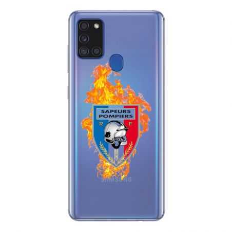 Coque Transparente Pour Samsung Galaxy A21S Pompier Feu