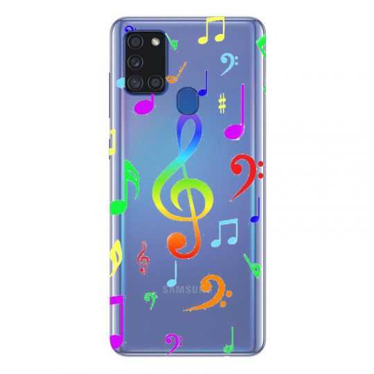 Coque Transparente Pour Samsung Galaxy A21S Note Musique Colore