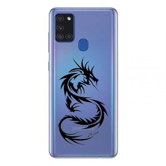 Coque Transparente Pour Samsung Galaxy A21S Dragon Noir