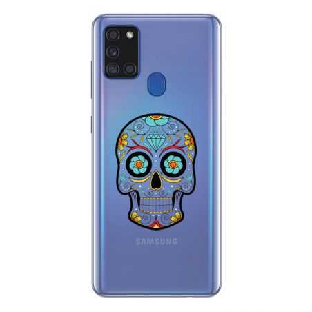 Coque Transparente Pour Samsung Galaxy A21S Tete Mort Color