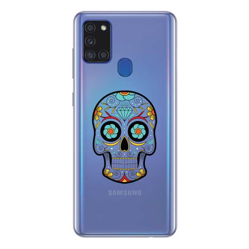Coque Transparente Pour Samsung Galaxy A21S Tete Mort Color