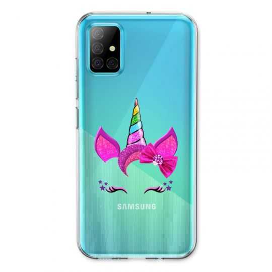 Coque Transparente Pour Samsung Galaxy A31 Licorne Paillette
