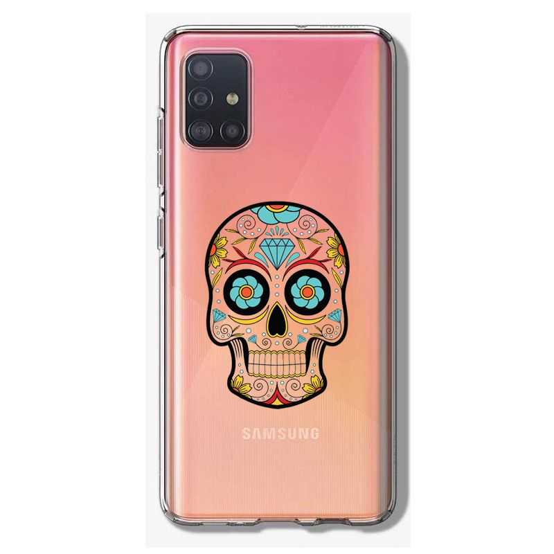 Coque Transparente Pour Samsung Galaxy A41 Tete Mort Color