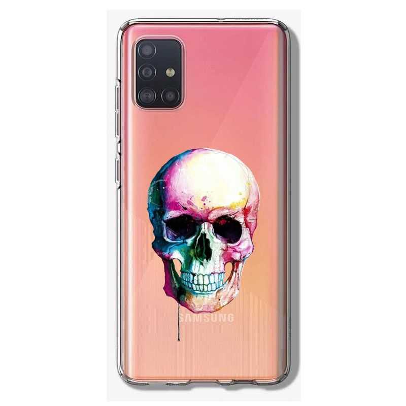 Coque Transparente Pour Samsung Galaxy A41 Skull Head Crane Colore