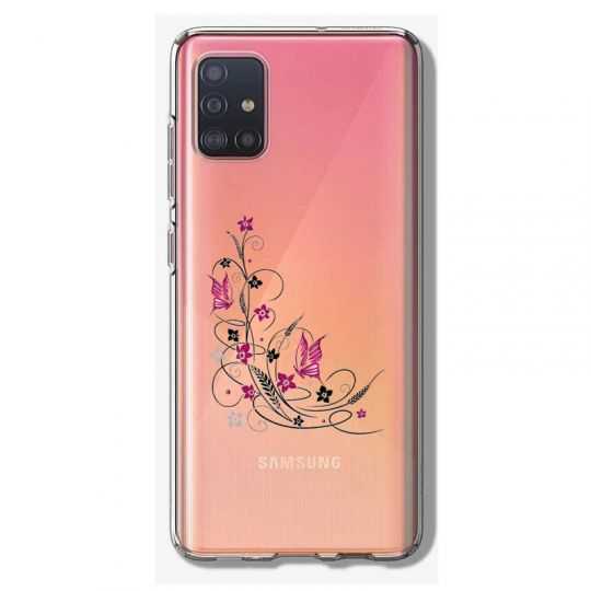 Coque Transparente Pour Samsung Galaxy A41 Fleur Papillon Mixte