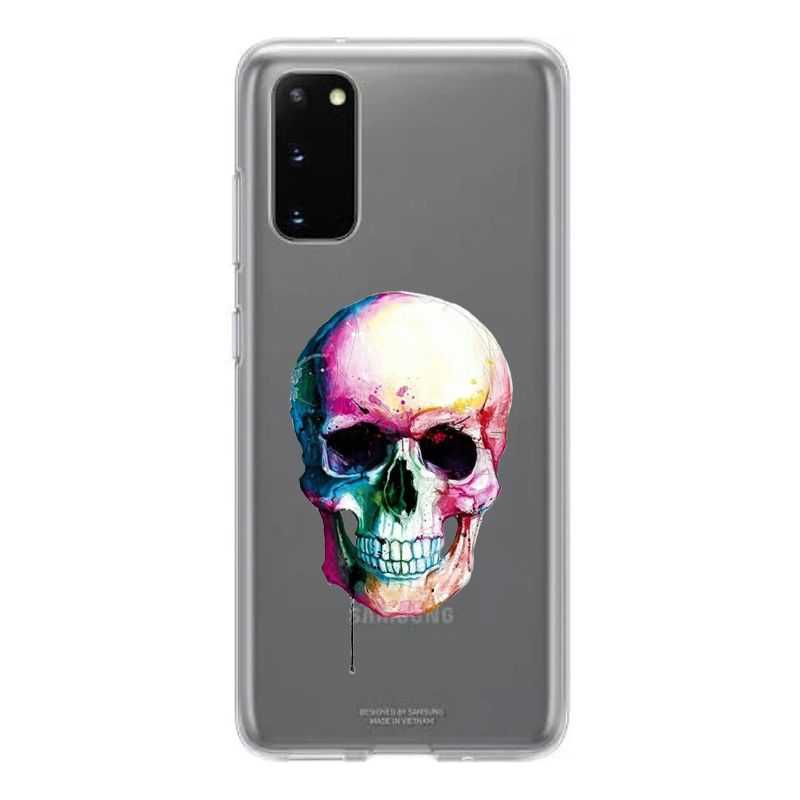 Coque Transparente Pour Samsung Galaxy S20 FE / S20FE Skull Head Crane Colore