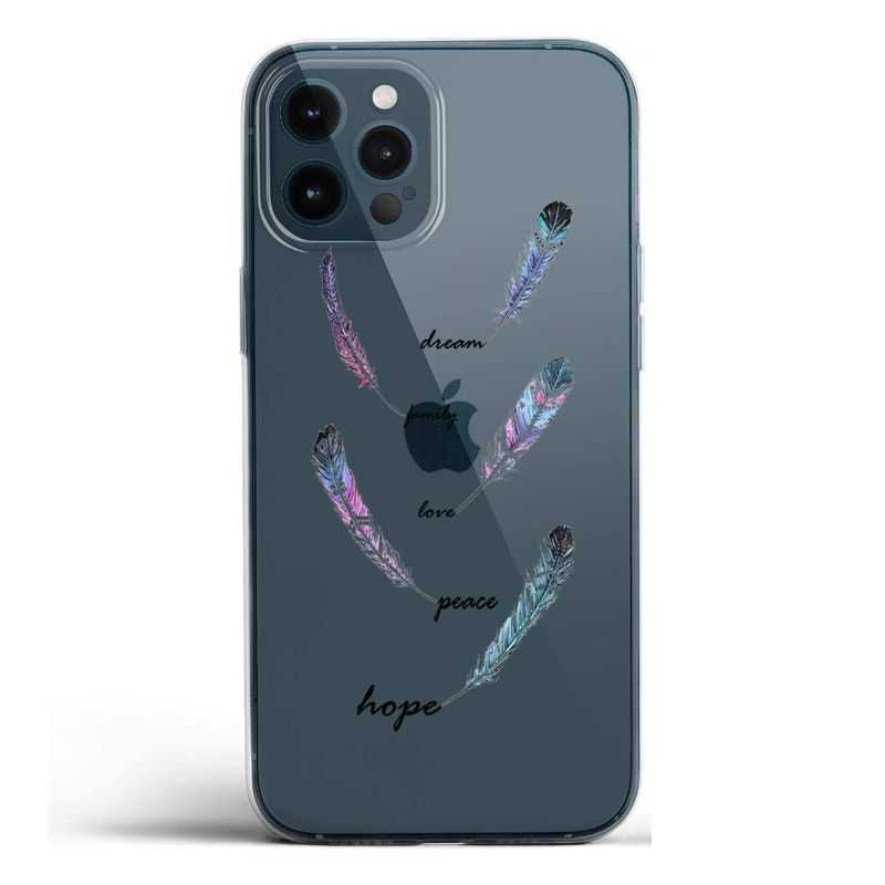 Coque Transparente Pour Iphone 12 / 12 Pro Plume Couleur