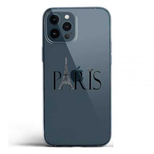 Coque Transparente Pour Iphone 12 / 12 Pro Paris Noir