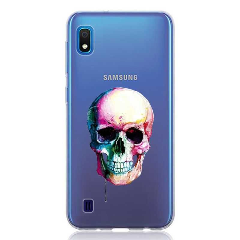 Coque Transparente Pour Samsung Galaxy A10 Skull Head Crane Colore