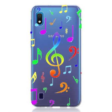 Coque Transparente Pour Samsung Galaxy A10 Note Musique Colore