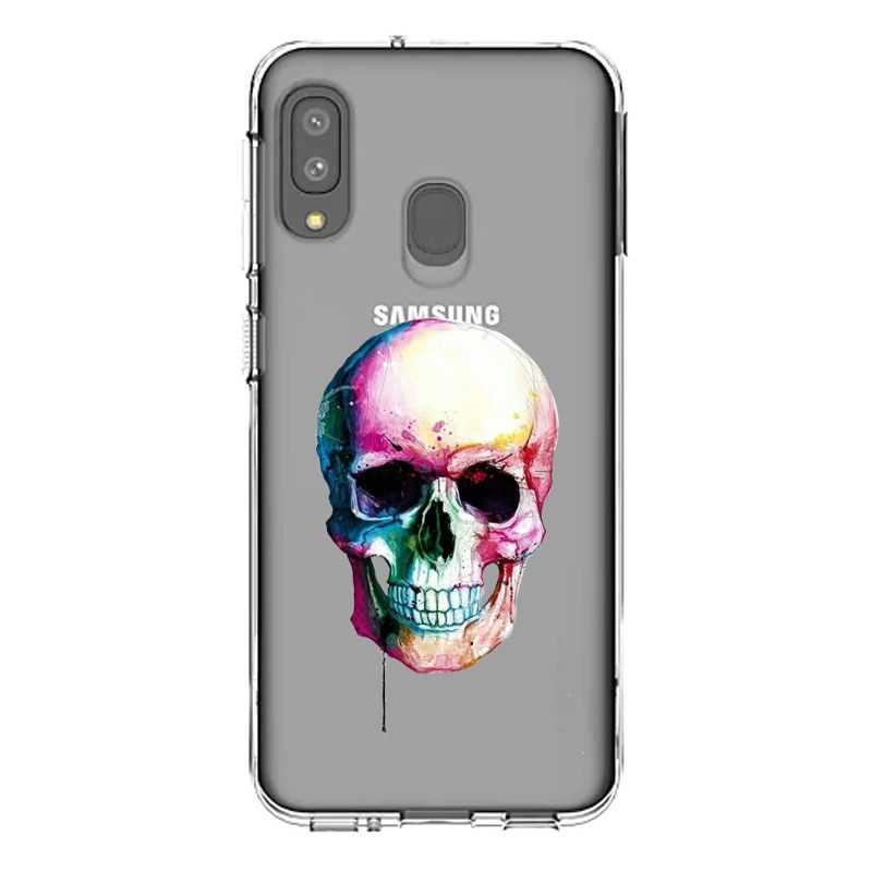 Coque Transparente Pour Samsung Galaxy A20e Skull Head Crane Colore