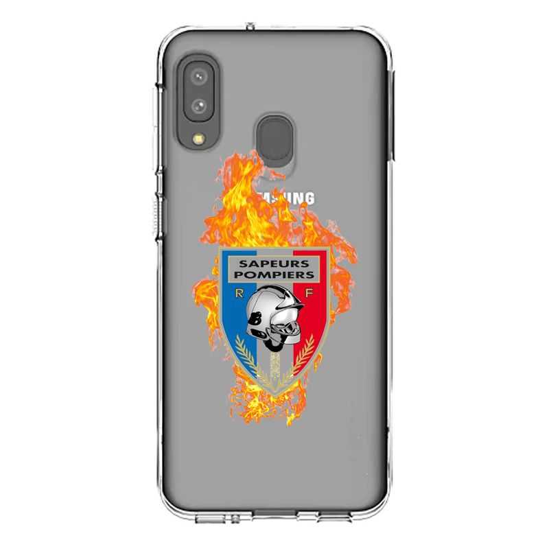 Coque Transparente Pour Samsung Galaxy A20e Pompier Feu