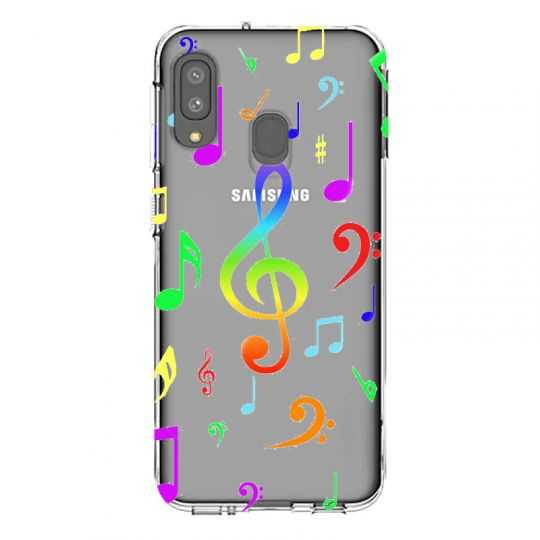 Coque Transparente Pour Samsung Galaxy A20e Note Musique Colore