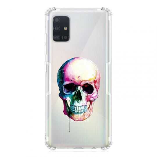 Coque Transparente Pour Samsung Galaxy A51 4G Skull Head Crane Colore